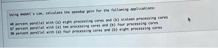 SOLVED: Langauge C Using Amdahl's Law, Calculate The Speedup Gain For ...