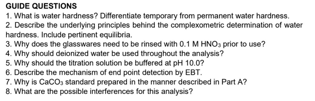 SOLVED: Experiment: Determination Of Total Water Hardness By ...