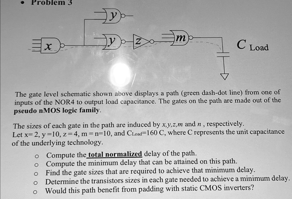 problem 3 the gate level schematic shown above displays a path green ...