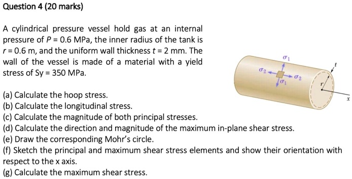Question 4 (20 marks) A cylindrical pressure vessel hold gas...