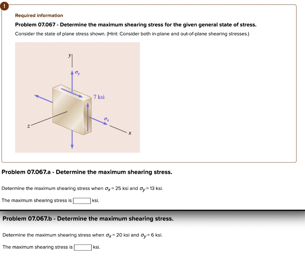 Solved Required Information Problem 07067 Determine The Maximum