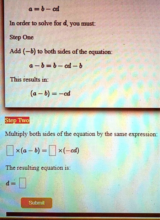 SOLVED 0 6 4 In order to solve for You must Step One Add b