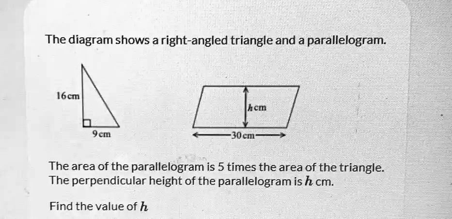 Perpendicular Height Formula SOLVED: The diagram shows a right-angled triangle and a parallelogram ...