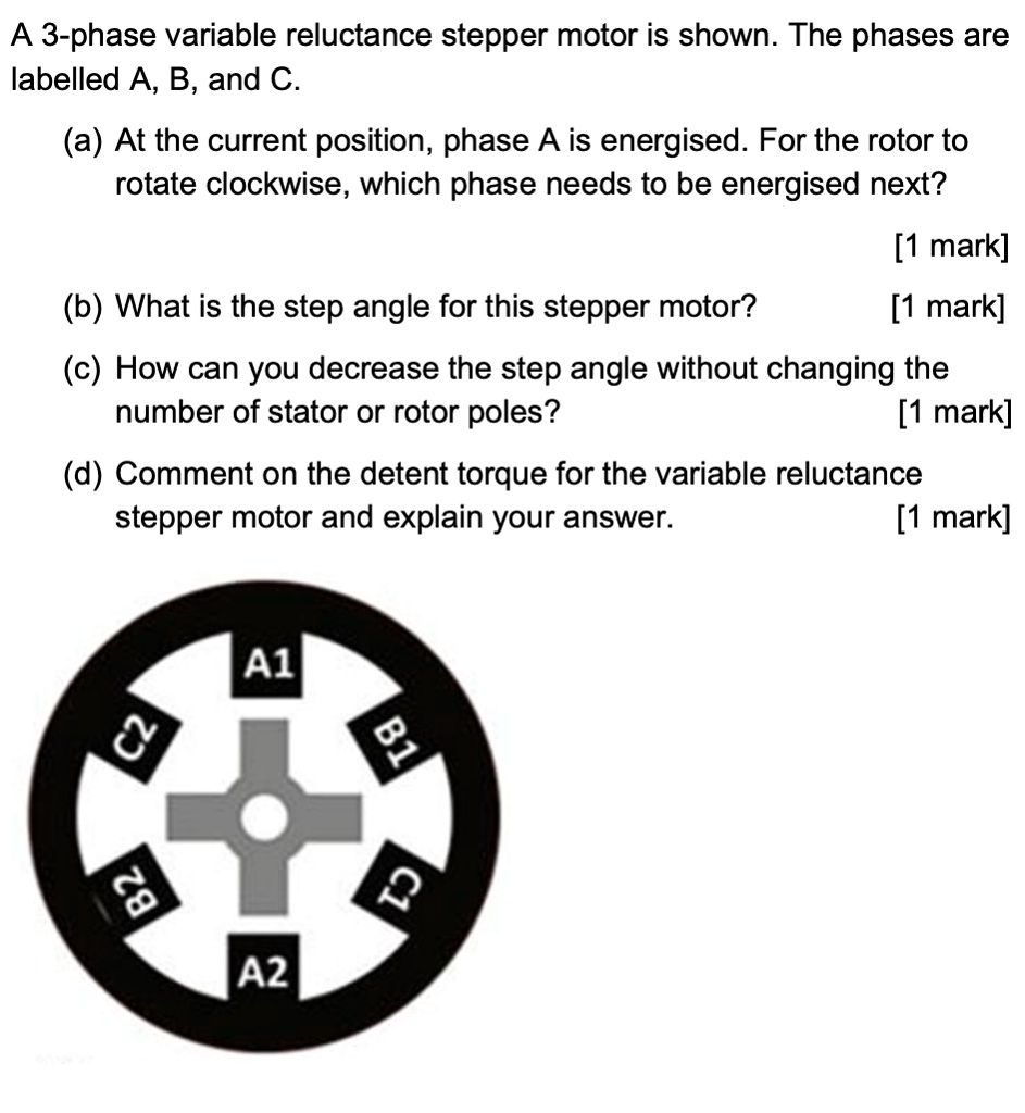 SOLVED A 3phase variable reluctance stepper motor is shown. The