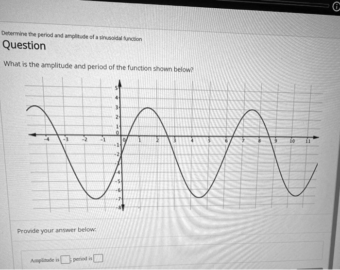 SOLVED: Determine the period and amplitude of a sinusoidal function ...