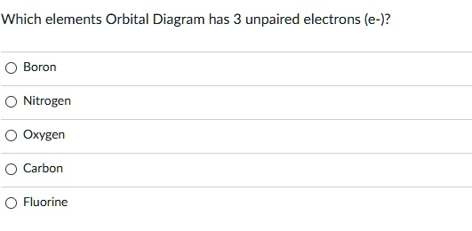 SOLVED: Which elements Orbital Diagram has 3 unpaired electrons (e