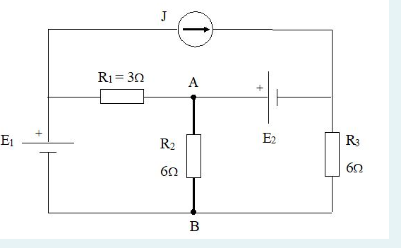 SOLVED: Devrede, E1=12V, E2=100V, J=5A şeklindedir. Süperpozisyon ...