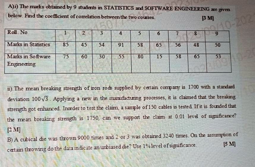 Texts: A cubical die was thrown 9000 times and 2 or 3 was obtained 3240