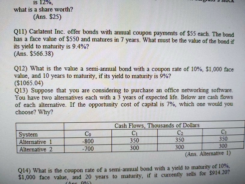 VIDEO solution: 1S12% What is a share worth? Ans. 25 Q11) Carlatent Inc ...