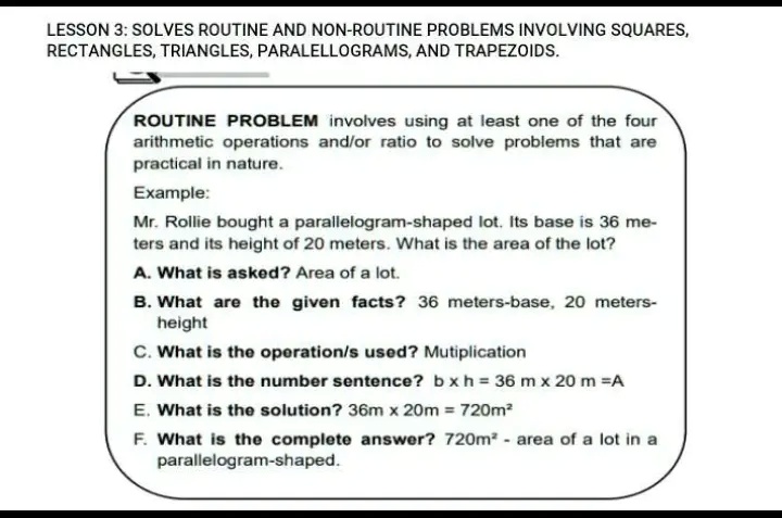 LESSON 3: SOLVES ROUTINE AND NON-ROUTINE PROBLEMS INVOLVING SQUARES ...