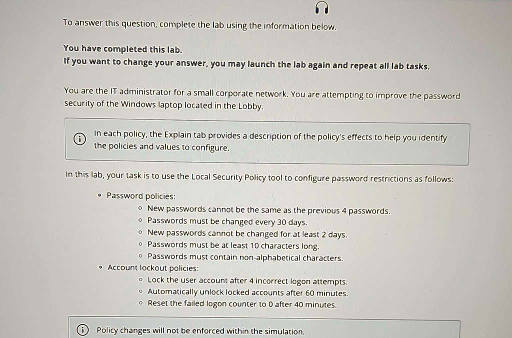 To answer this question, complete the lab using the information below ...