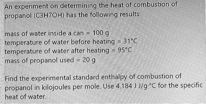 specific heat capacity of propanol