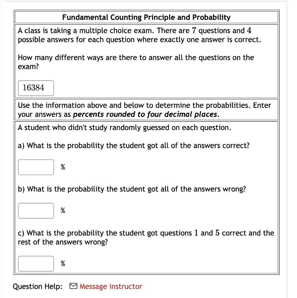 SOLVED: Fundamental Counting Principle and Probability A class is ...