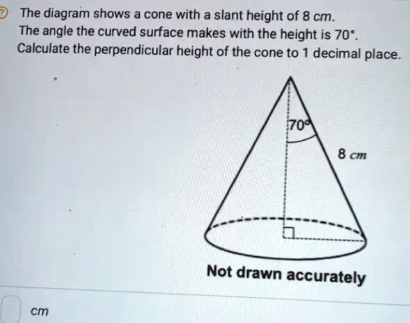 SOLVED: 2 The diagram shows a cone with a slant height of 8 cm. The ...