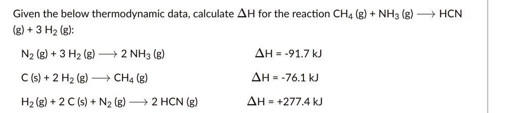 Solved: Given The Below Thermodynamic Data, Calculate H For The 