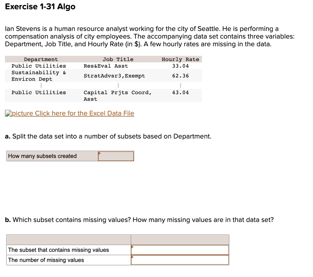 Exercise 1-31 Algo lan Stevens is a human resource analyst working for ...