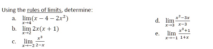 Using the rules of limits determine: lim(x - 4 - 2x2)… - SolvedLib