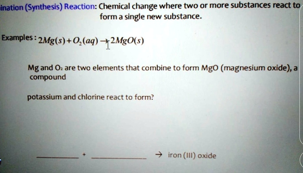 SOLVED The Reaction Of Magnesium With Elemental Iodine,