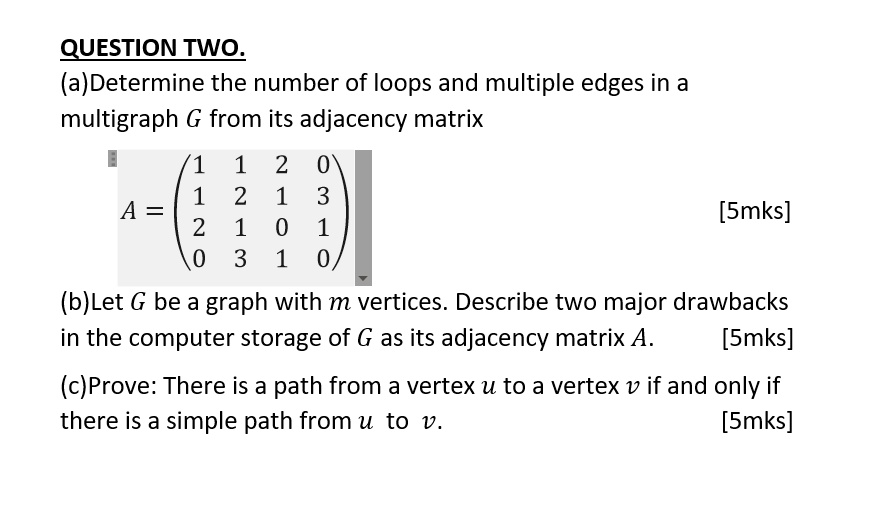 SOLVED QUESTION TWO. (a)Determine The Number Of Loops And Multiple 