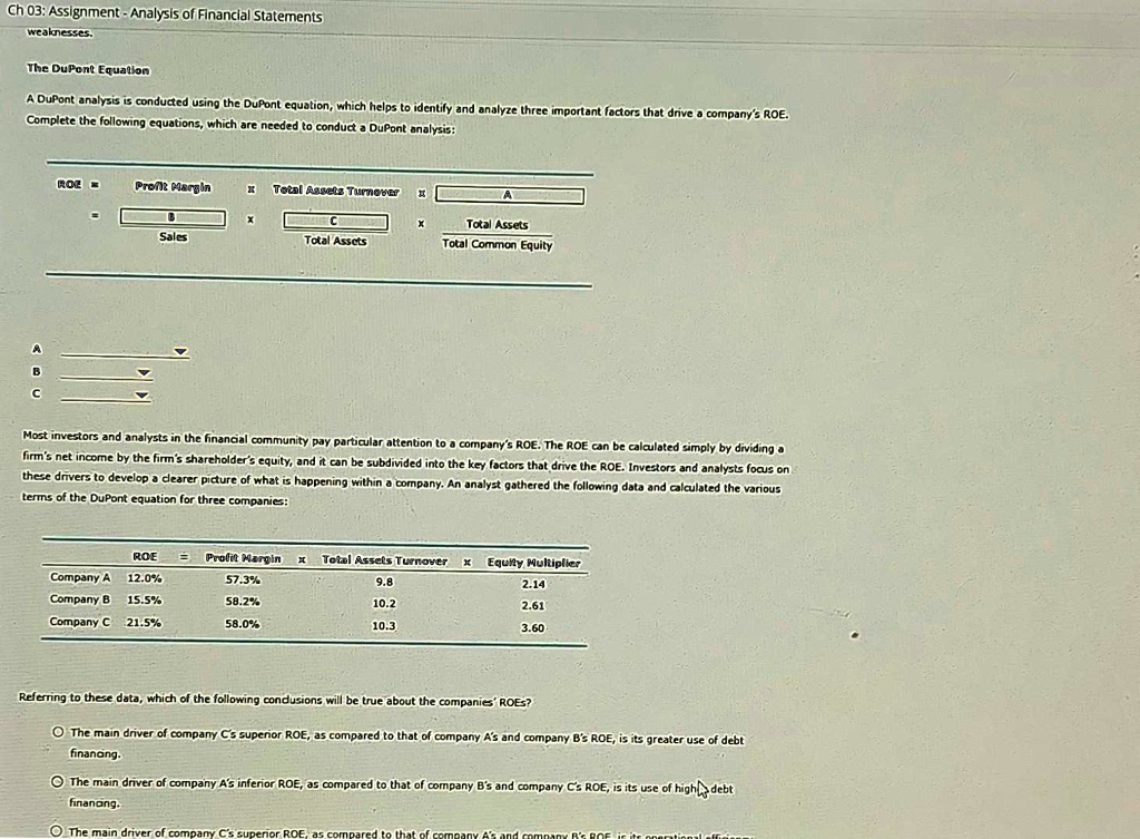 SOLVED: Texts: Ch 03: Assignment - Analysis of Financial Statements ...