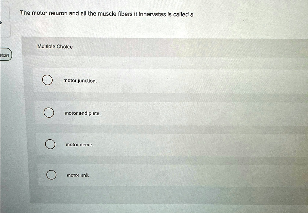 The motor neuron and all the muscle fibers it innervates is called a ...