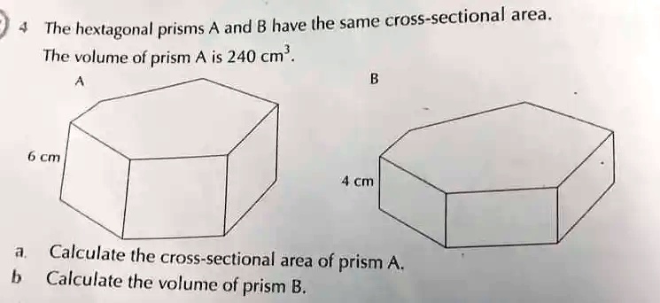 SOLVED: The hexagonal prisms A and B have the same cross-sectional area ...