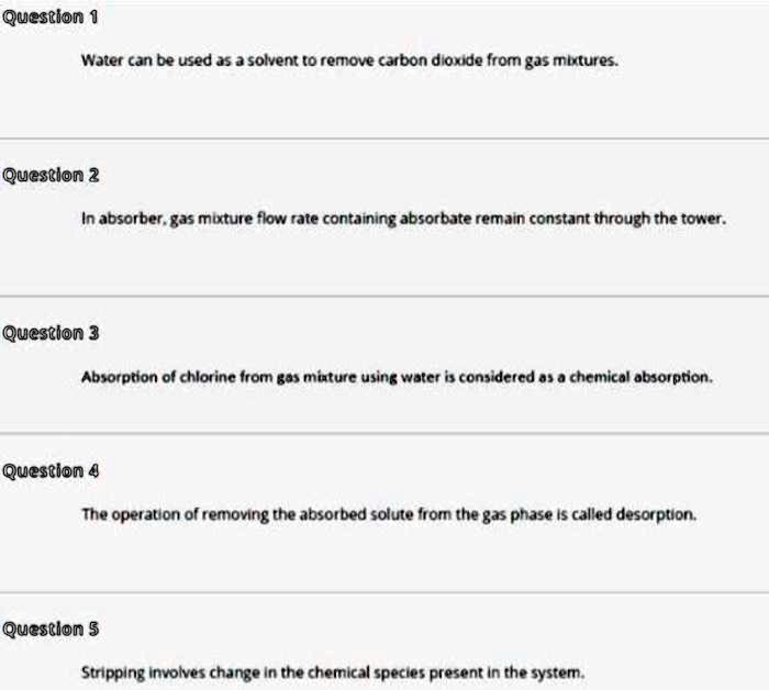 SOLVED Texts Separation Processes True or False questions Question 1
