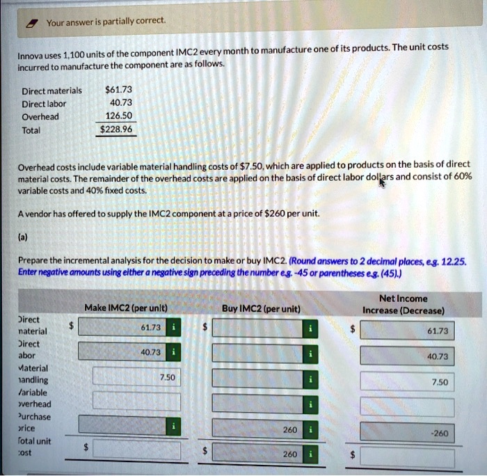 SOLVED Your answer is partially correct Innova uses 1,100units of the