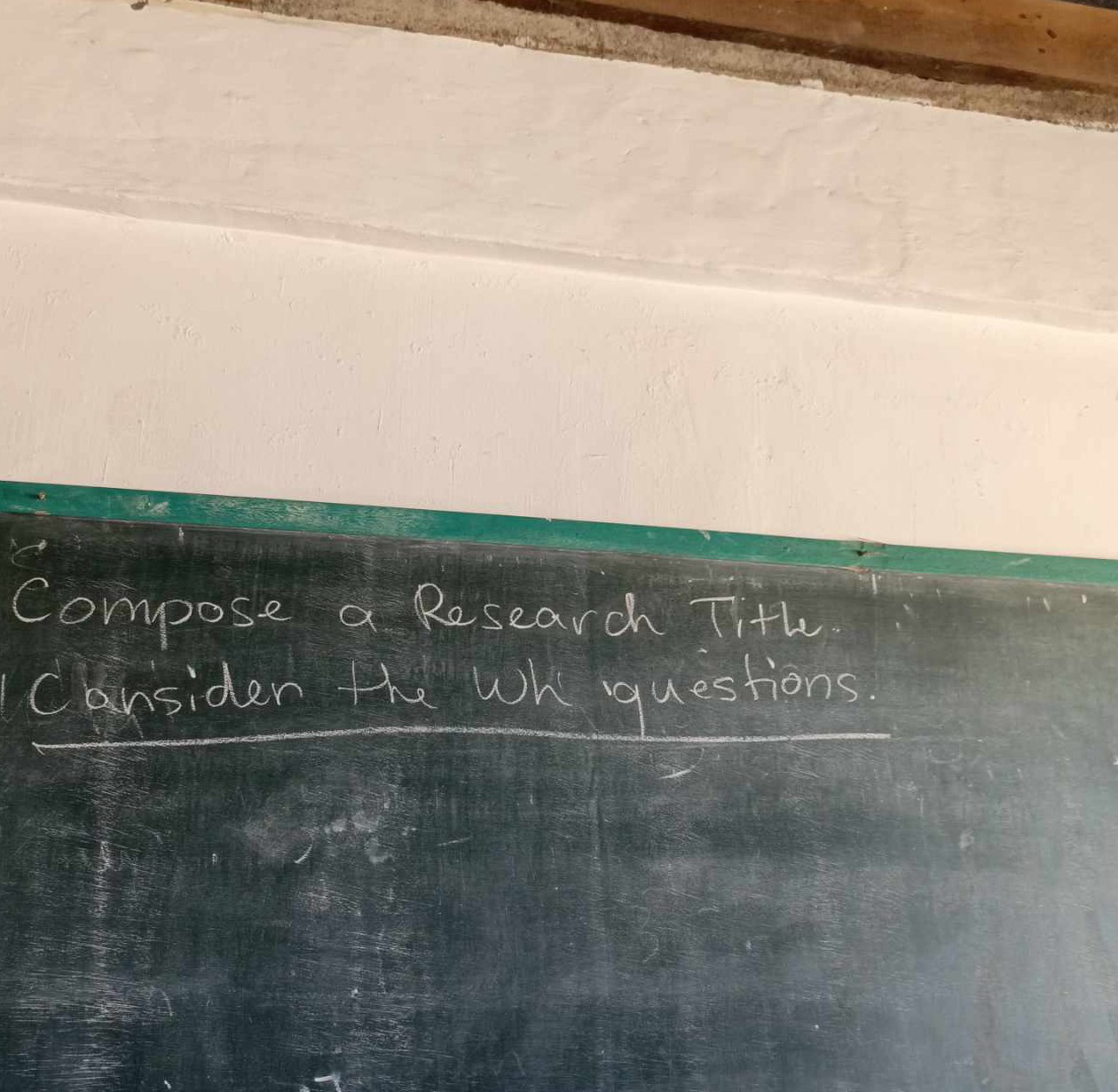 Compose a Research Tithe Considen the wh questions.