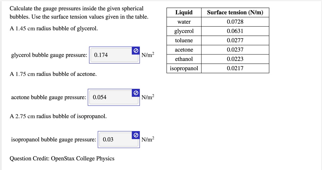 SOLVED Calculate the gauge pressures inside the given spherical