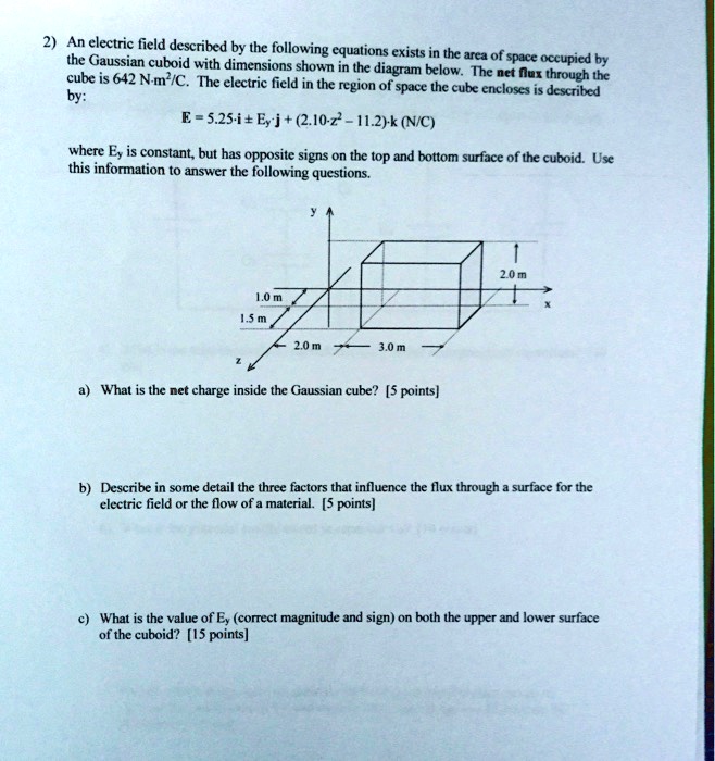 SOLVED: An electric field described by the following equations exists ...