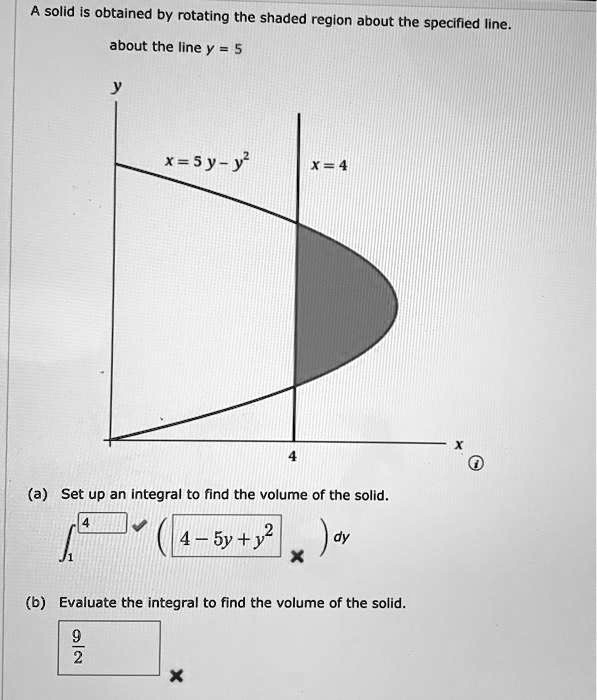 SOLVED: Solid Is Obtained By Rotating The Shaded Region About The ...