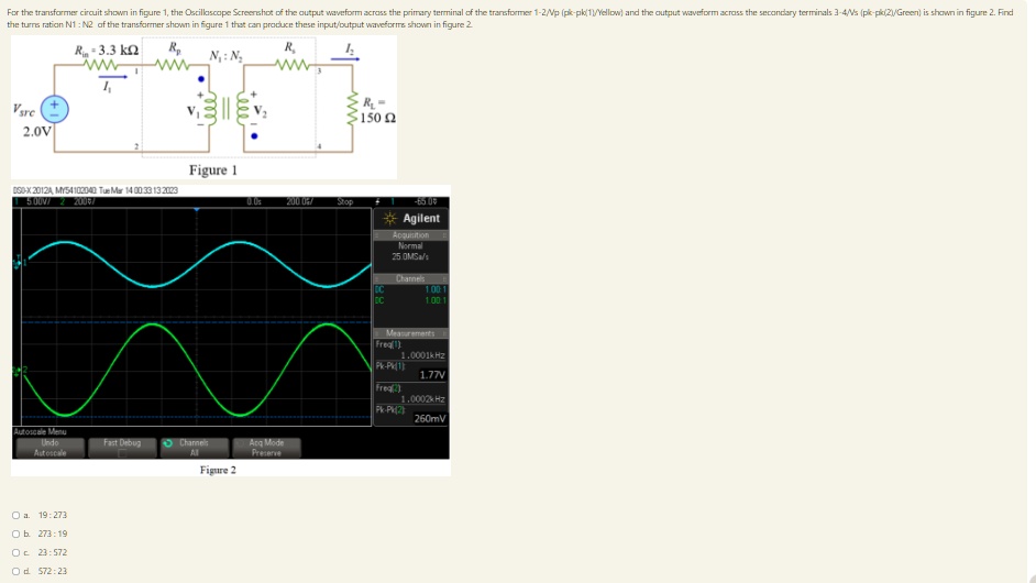 [GET ANSWER] For the transformer circuit shown in figure 1, the ...