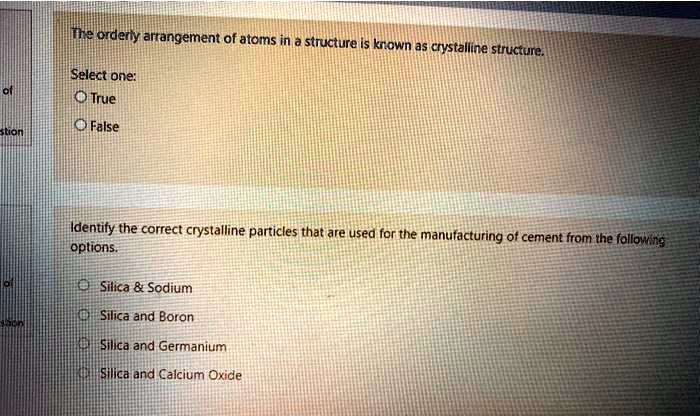 The orderly arrangement of atoms in a structure is known as a ...