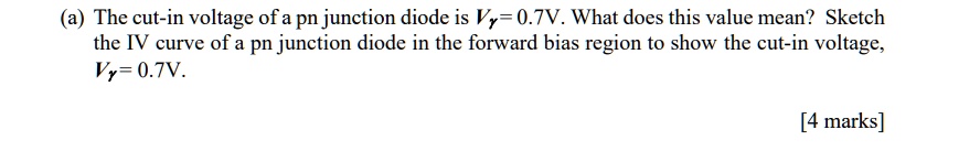 SOLVED: The cut-in voltage of a pn junction diode is Vf = 0.7V. What ...