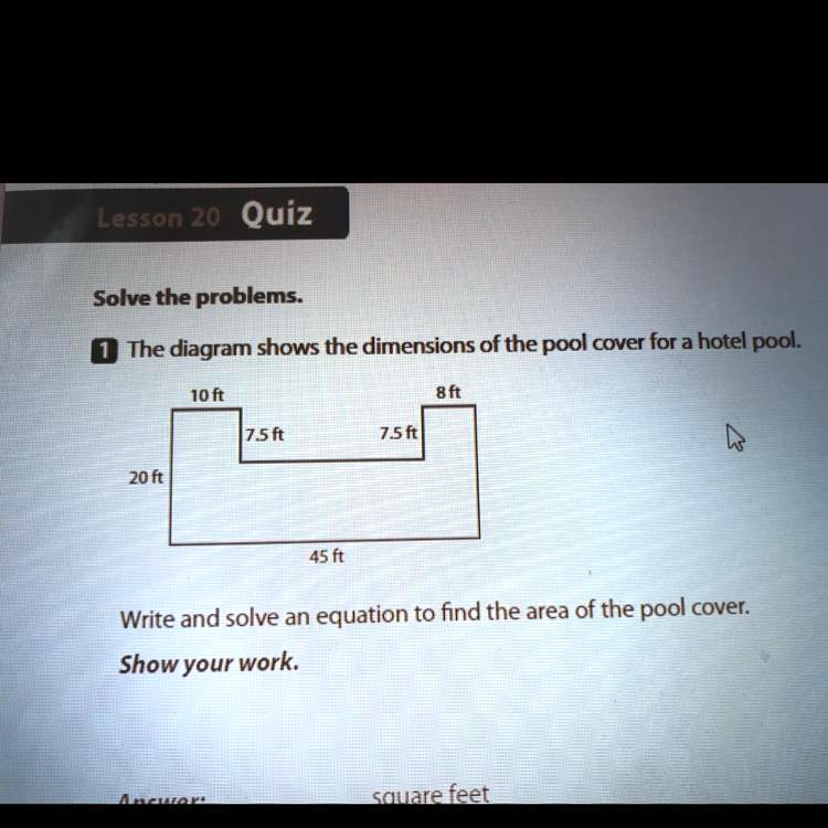 SOLVED: 'the diagrams shows the dimensions of the pool cover for a ...