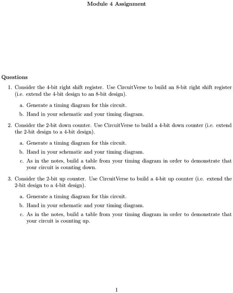 Module 4 Assignment Questions Consider the 4-bit right shift register ...