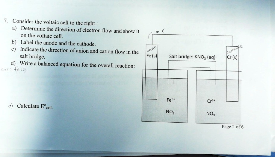 Solved Consider The Voltaic Cell To The Right Determine The Direction