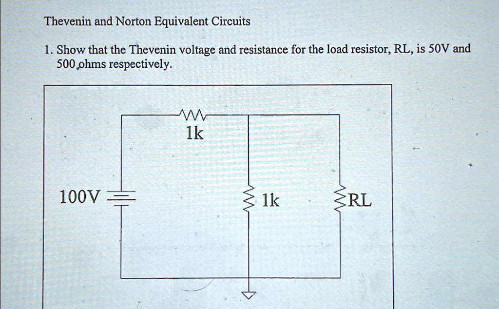 VIDEO solution: Thevenin and Norton Equivalent Circuits Show that the ...