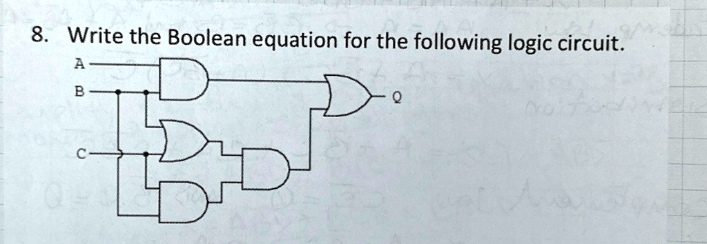 SOLVED: Write the Boolean equation for the following logic circuit. 8 ...