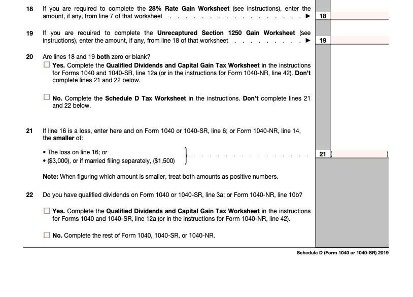 SOLVED: If you are required to complete the 28% Rate Gain Worksheet (see  instructions), enter the amount, if any, from line of that worksheet. You  are required to complete the Unrecaptured Section
