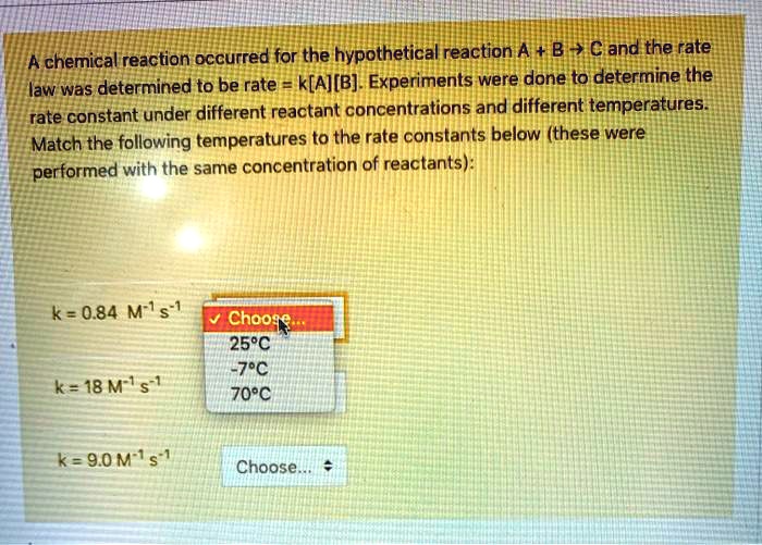 SOLVED:A chemical reaction occurred for the hypothetical reaction A + B ...