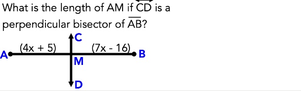 ？ what is the length of am if cd is a perpendicular bisector