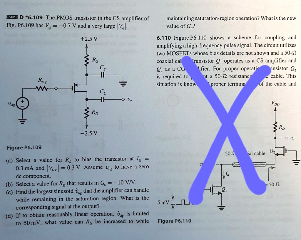 SOLVED EMM D *6.109 The PMOS transistor in the CS amplifier is