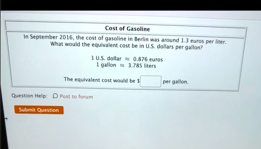 Cost of Gasoline September 2016 the cost gasoline Berlin was around 3 ...