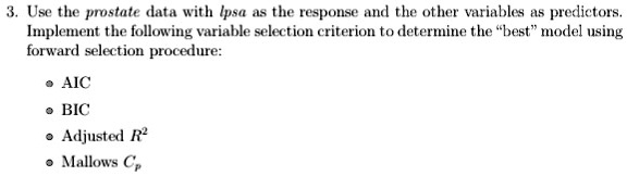 Use the prostate data with Ipsa 45 as the response and the other ...