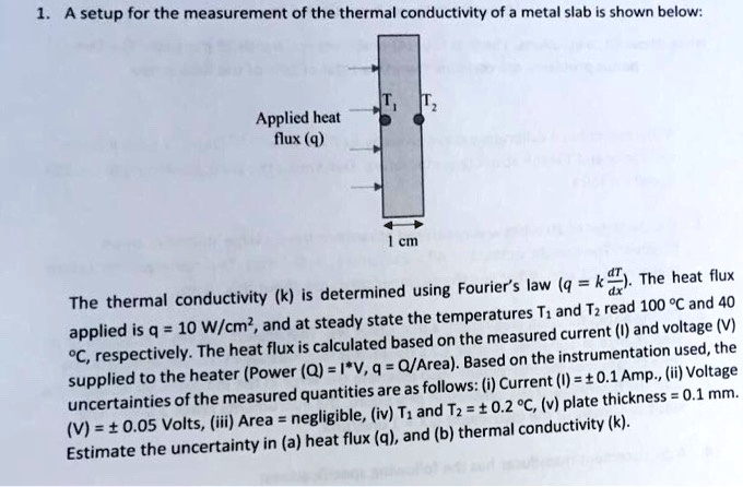 SOLVED: 1. A setup for the measurement of the thermal conductivity of a ...