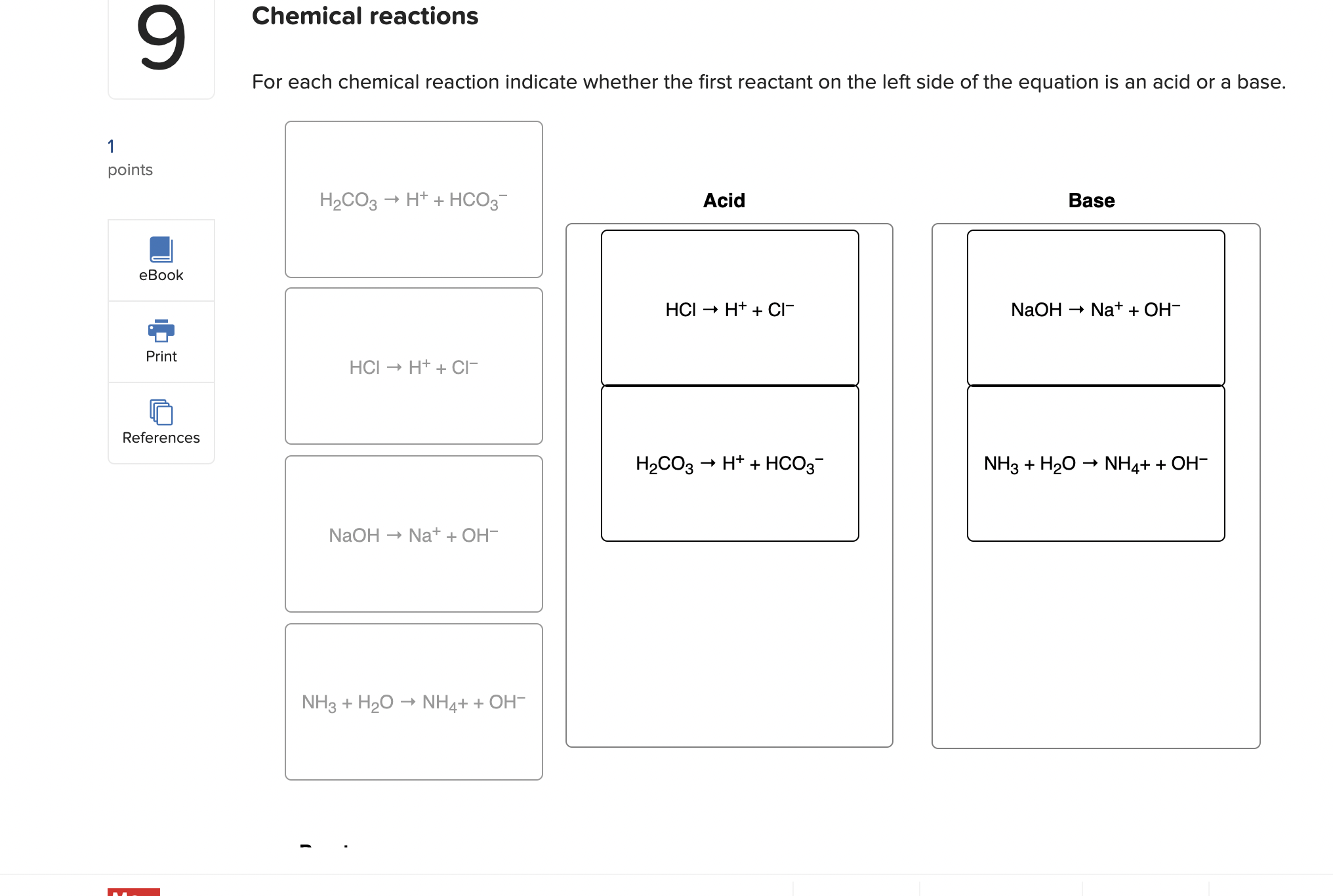 Chemical reactions For each chemical reaction indicate whether the ...