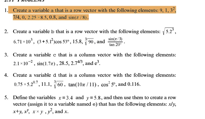 Creale A Variable That Is Row Veclor With The Following Elements 9 132 ...