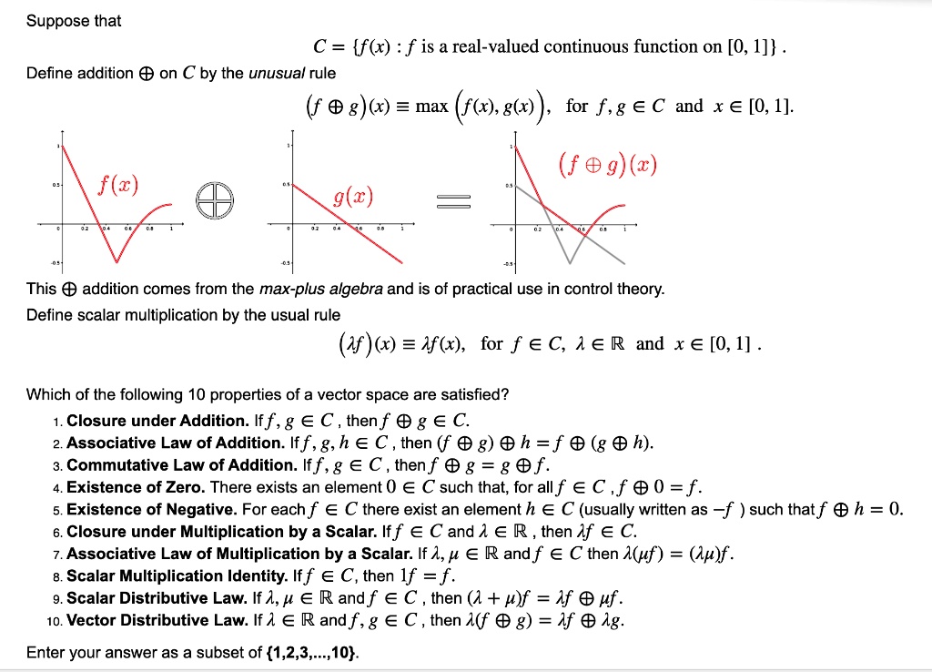 Suppose that C = f(x) | f is a real-valued continuous function on [0, 1 ...